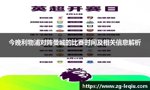 今晚利物浦对阵曼城的比赛时间及相关信息解析